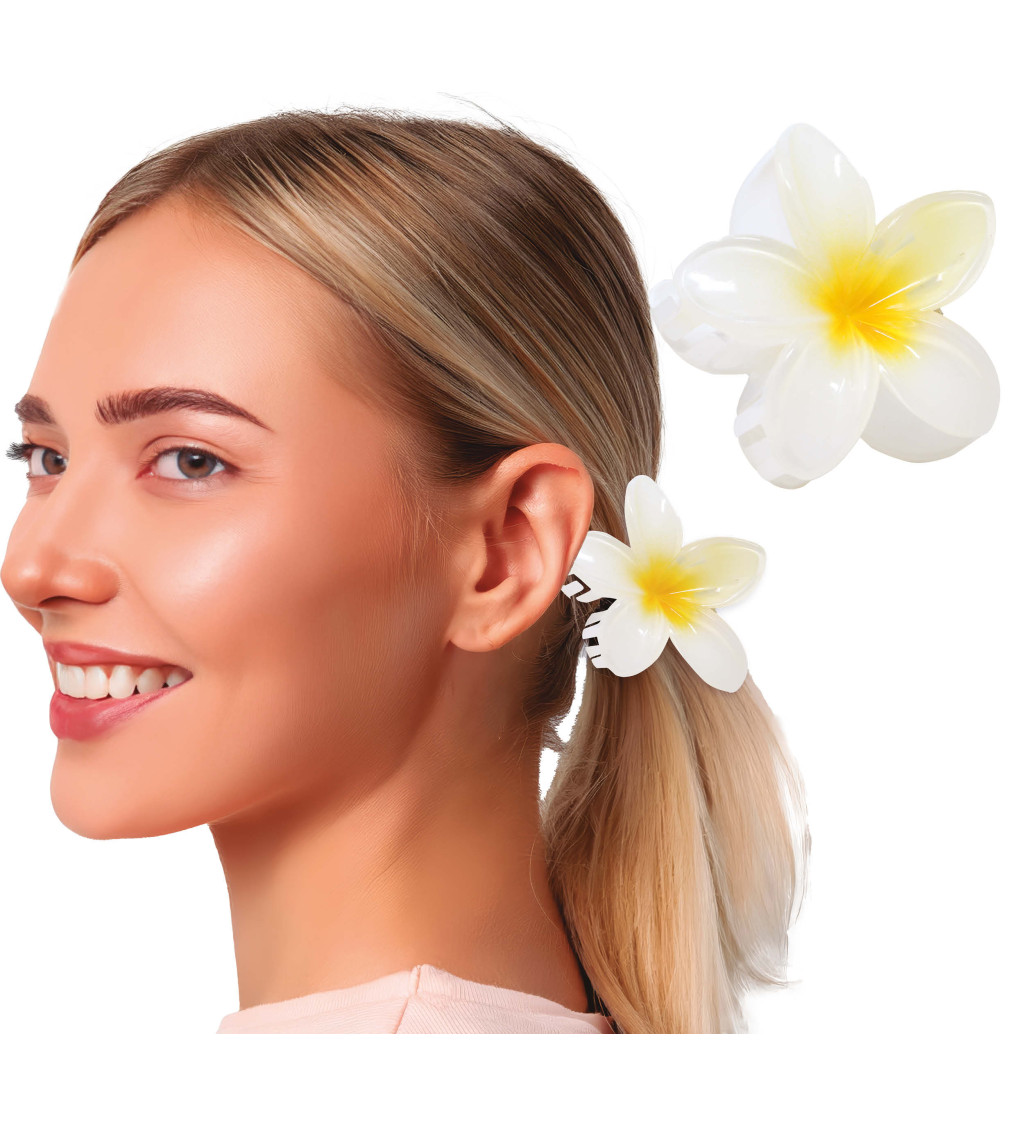 Bílo-žlutá květinová sponka do vlasů