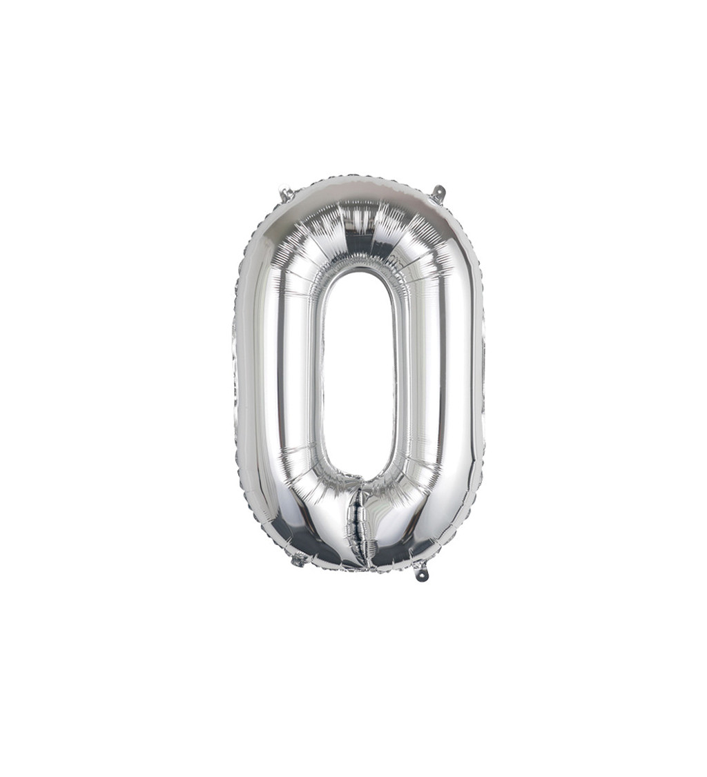 Fóliový balónek - číslo 0 stříbrné, 89 cm