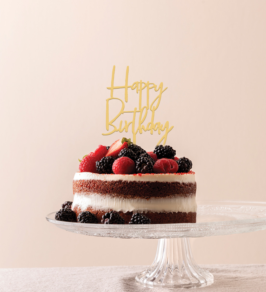 Zápich do dortu Happy birthday - Zlatý