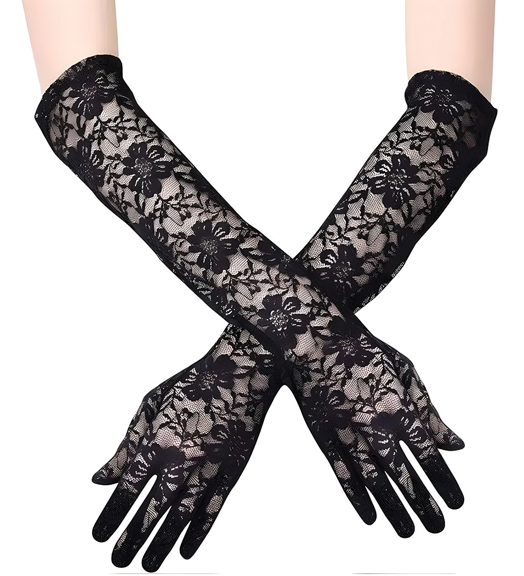 Rukavice – dlouhé s krajkou, černé