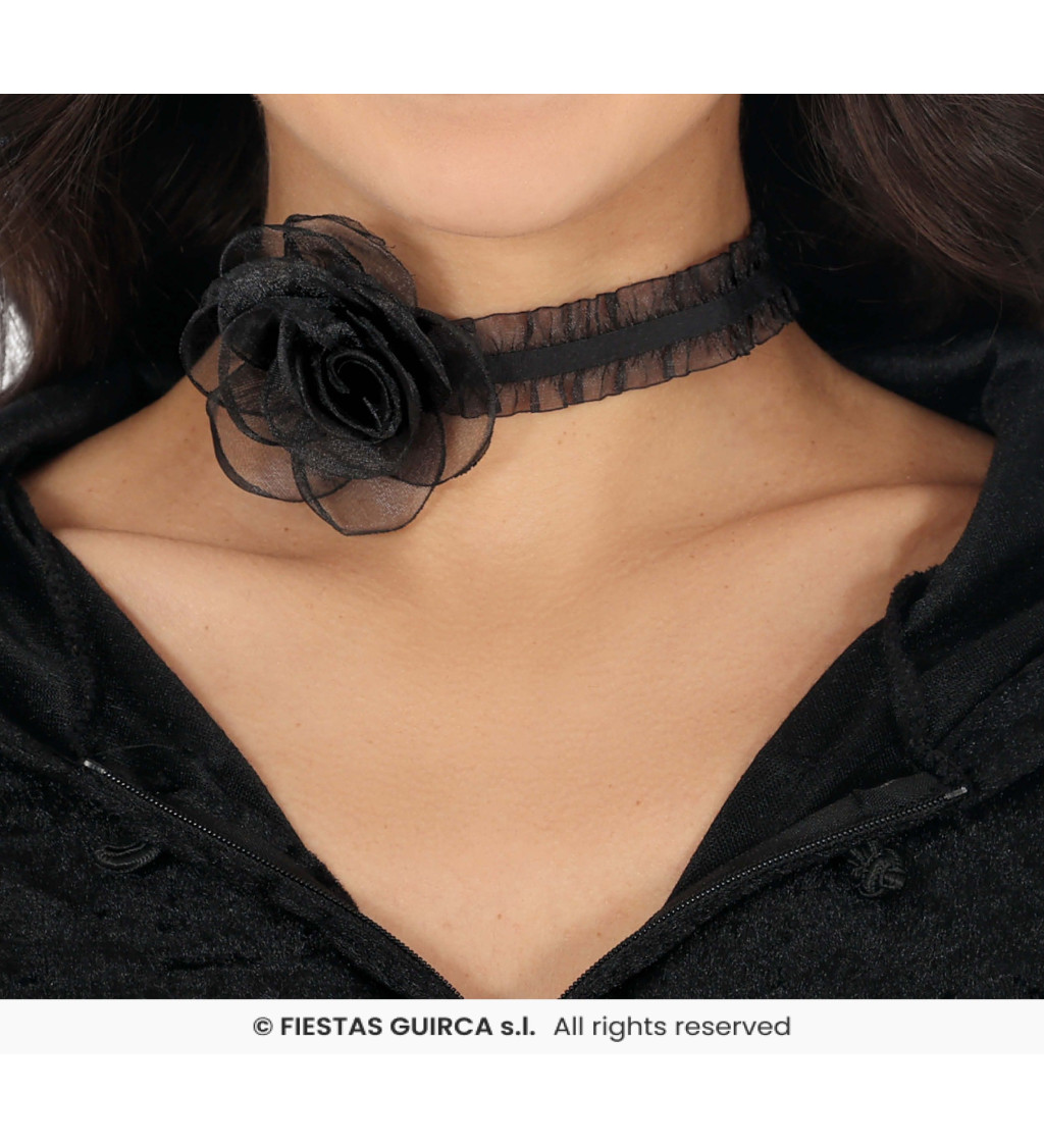 Choker náhrdelník - černá růže
