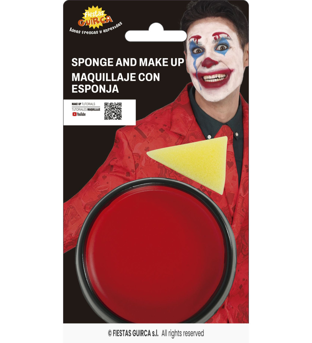Červený make-up s houbičkou