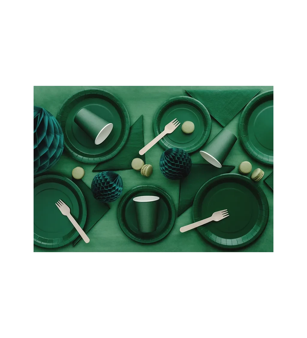 Tmavě zelené talířky - 6 ks