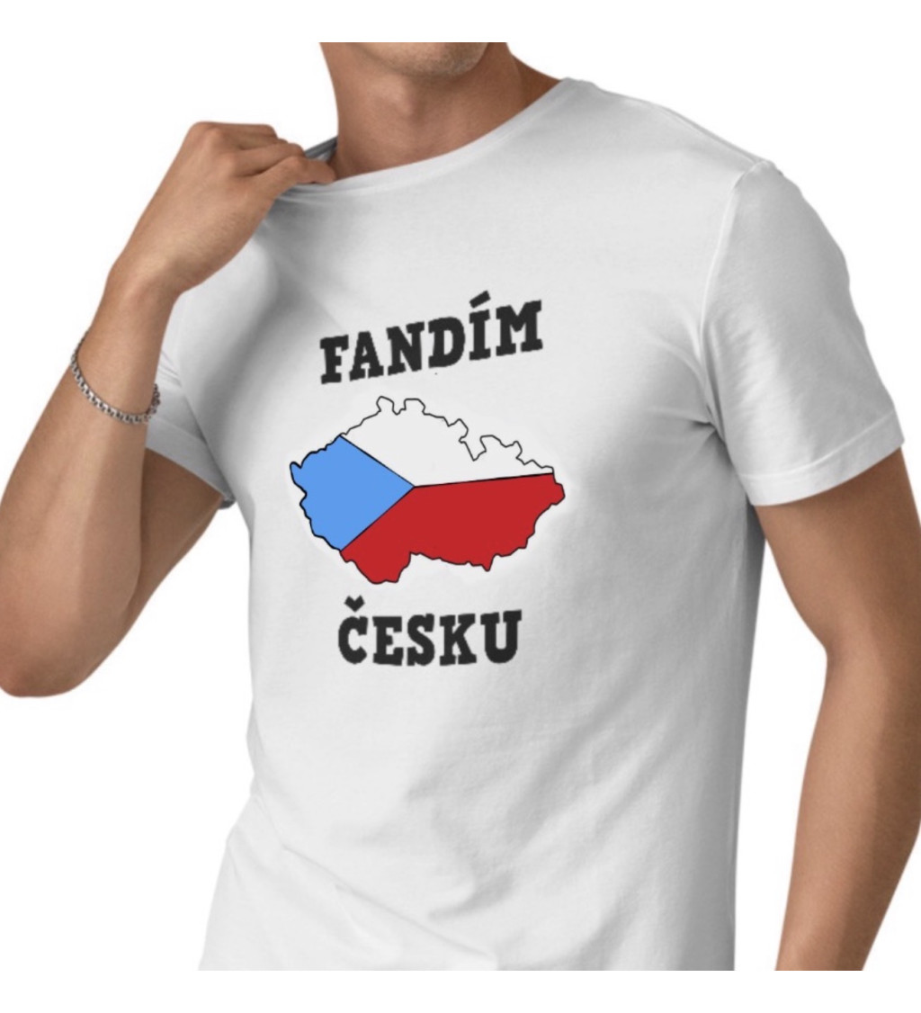 Pánské bílé triko - Fandím česku