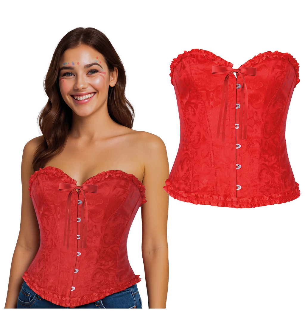 Korzet červený s krajkou