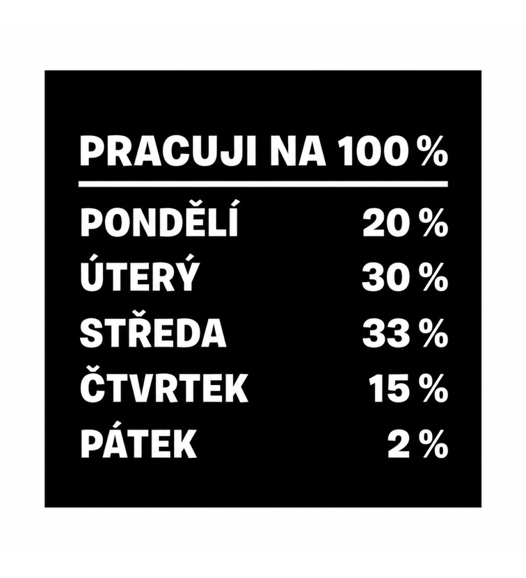 Dámské černé triko -  Pracuji na 100%