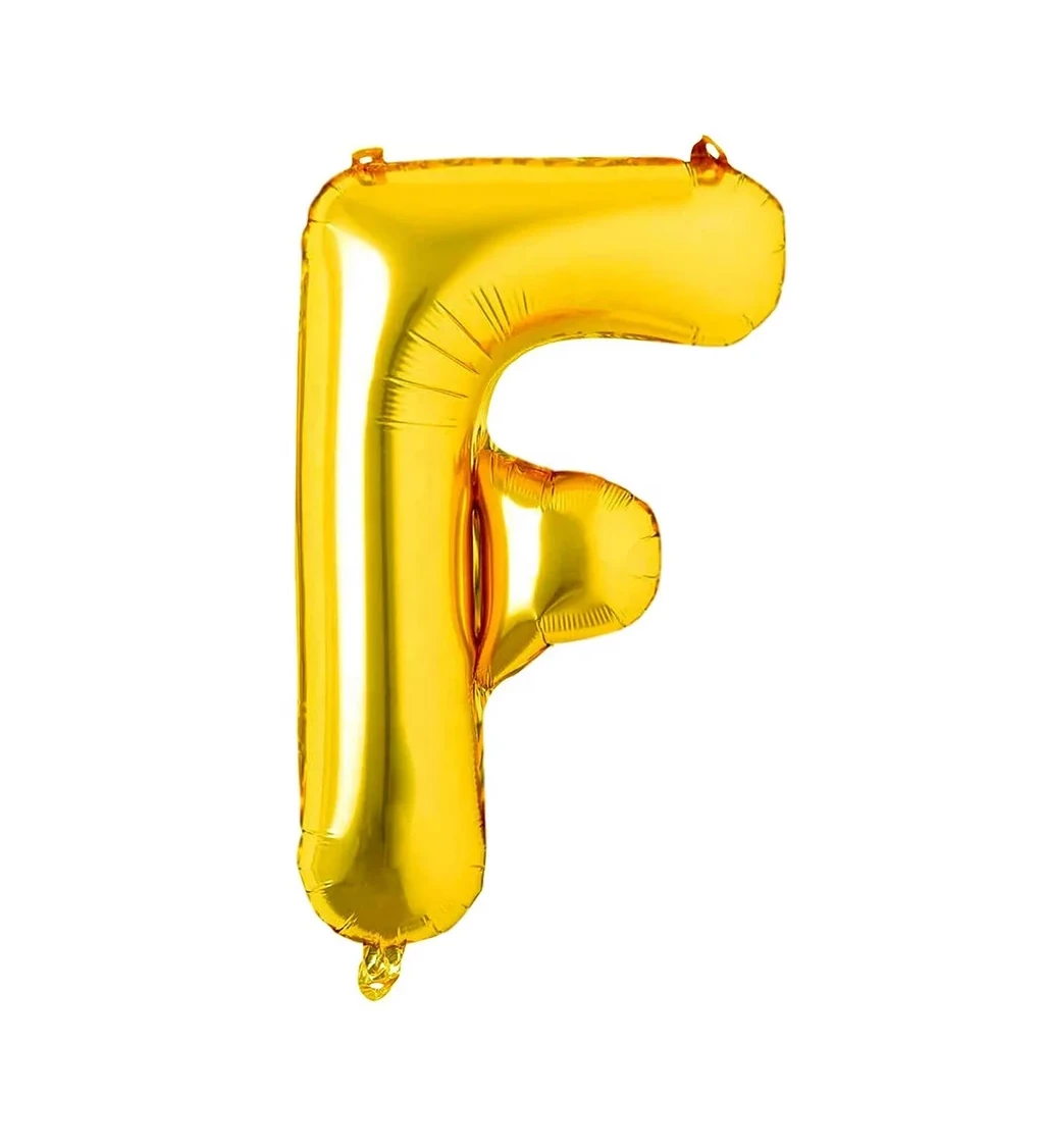 Zlatý fóliový balónek: písmeno F 80 cm