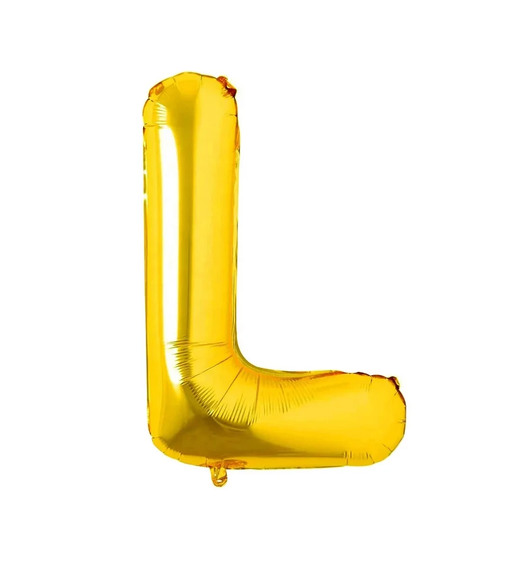 Zlatý fóliový balónek: písmeno L 80 cm