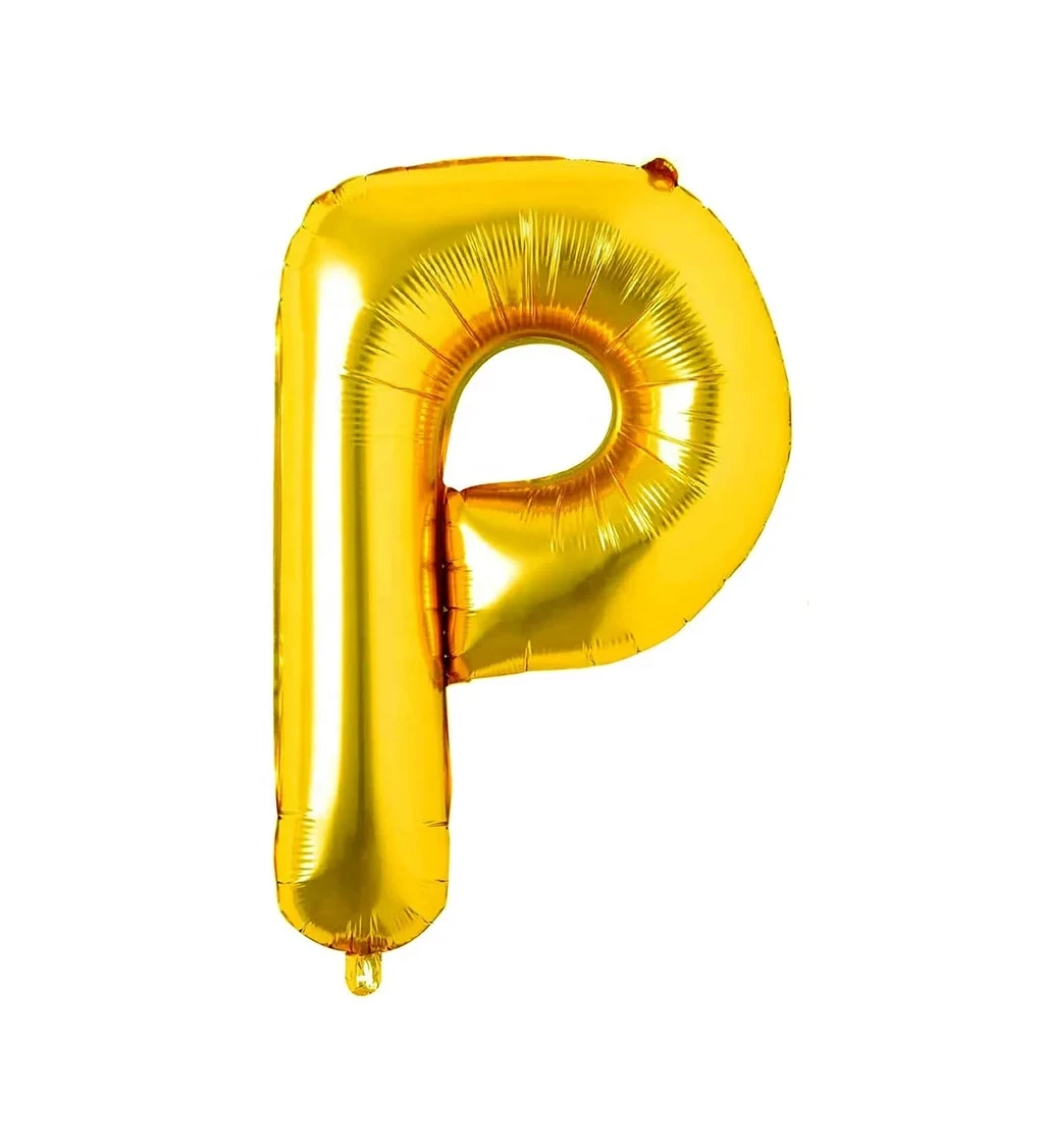 Zlatý fóliový balónek: písmeno P 80 cm