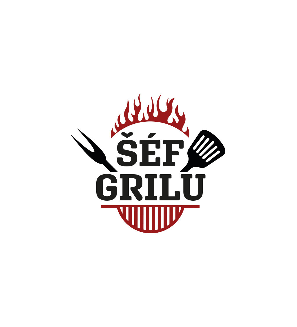 Šedá zástěra s nápisem Šéf grilu