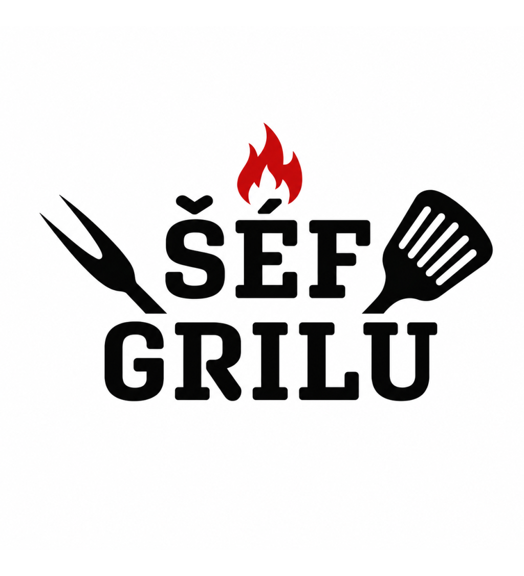 Bílá zástěra s nápisem Šéf grilu