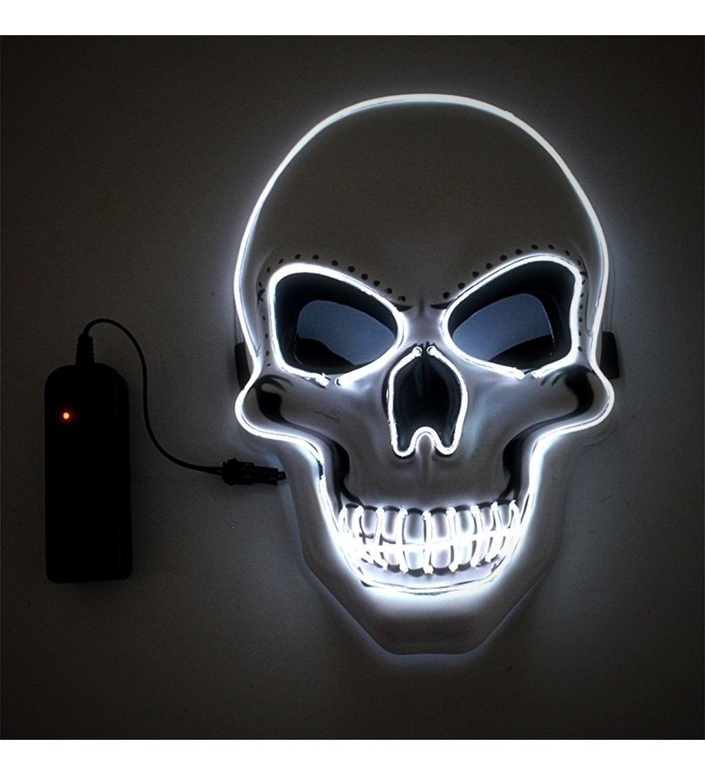 Maska - Bílá LED lebka