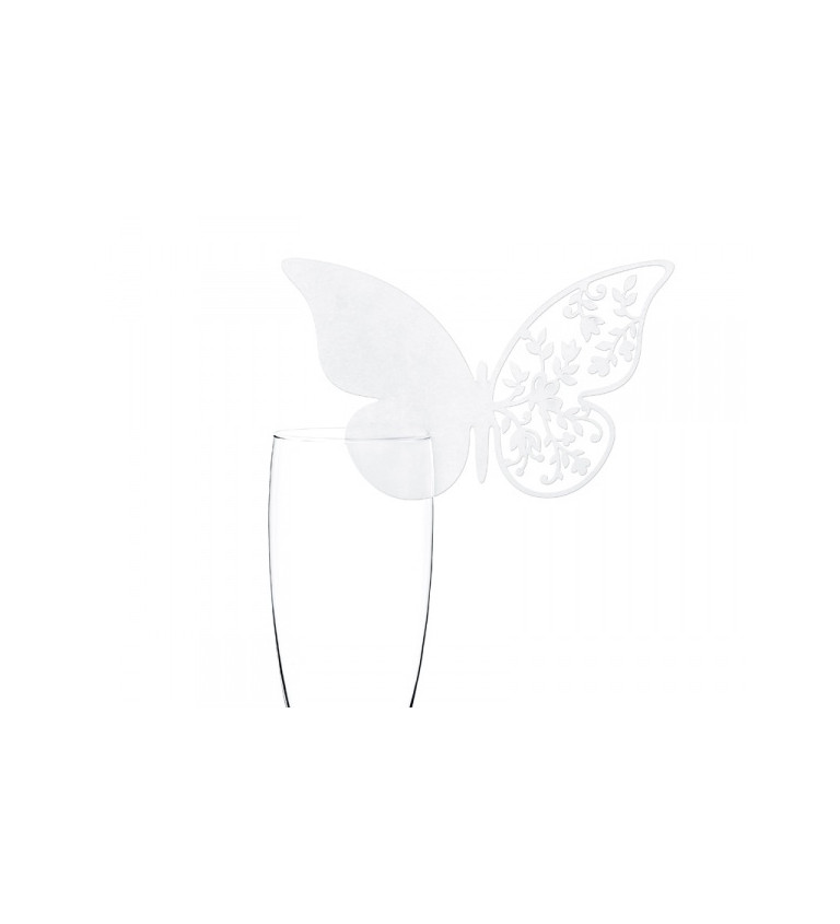 Papírový motýlek na skleničku - 10 ks