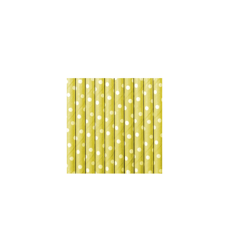 Brčka papírová s puntíky - žlutá