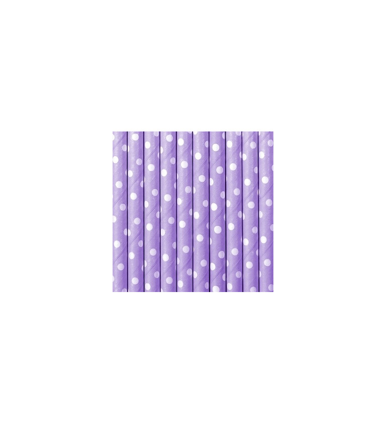 Brčka papírová s puntíky - lila fialová