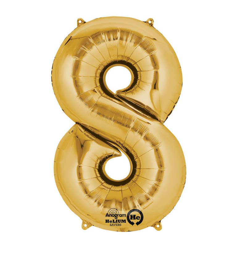 Balonek "8" velký - zlatý