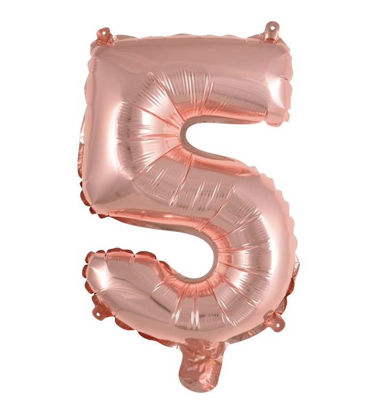 Mini fóliový balónek číslo 5 růžové zlato