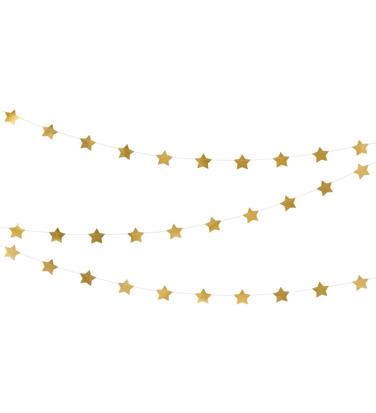 Girlanda s hvězdičkama - zlatá