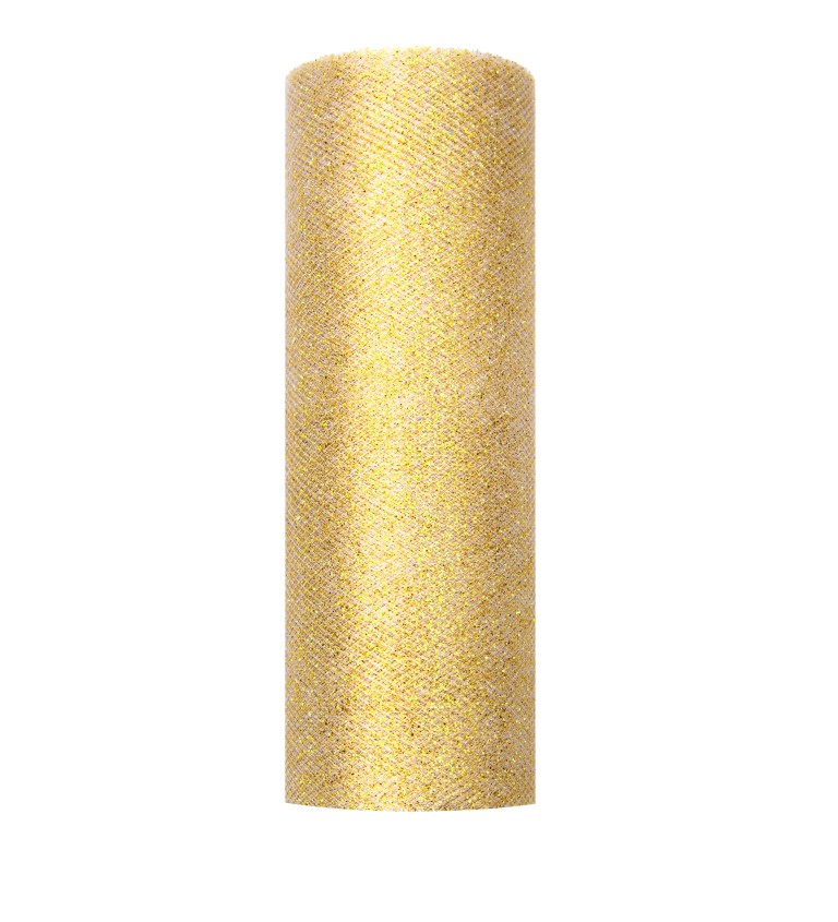 Dekorativní tyl - glitter zlatý