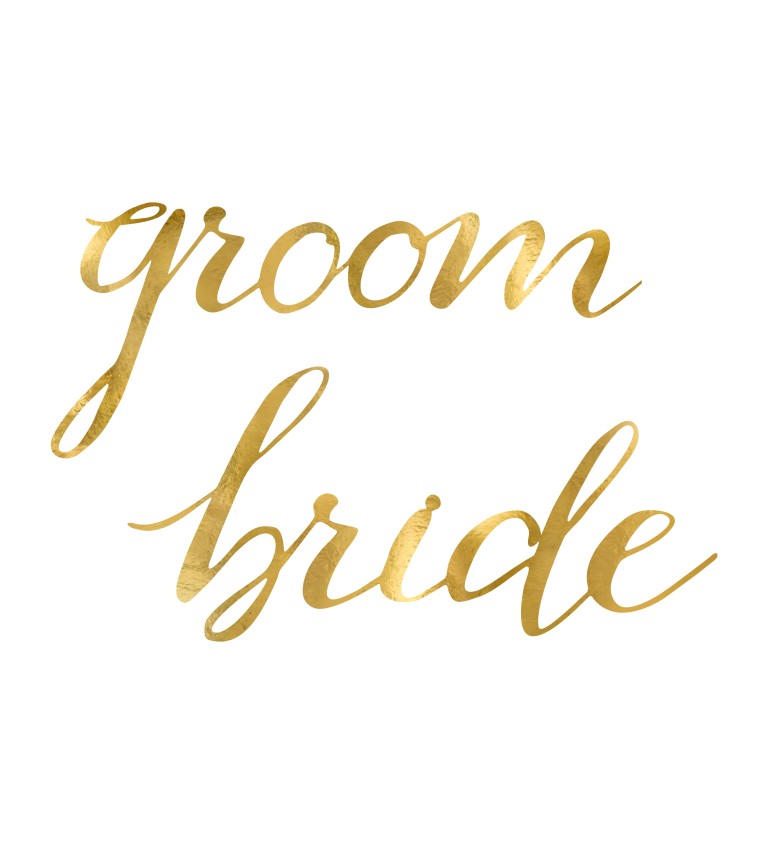 Zlatá dekorace na židle Bride Groom