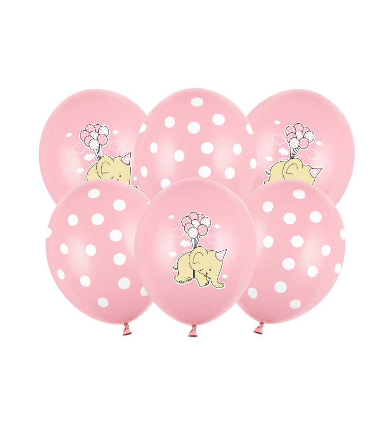 Balonek - růžový mix slona s puntíčky 50ks