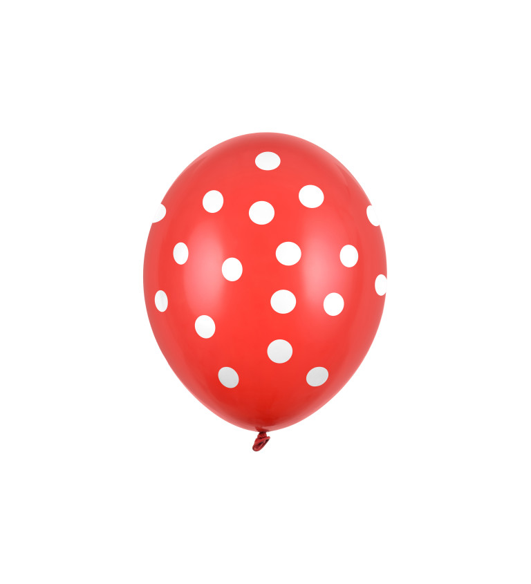 Balonek - červený s bílými puntíky 6 ks