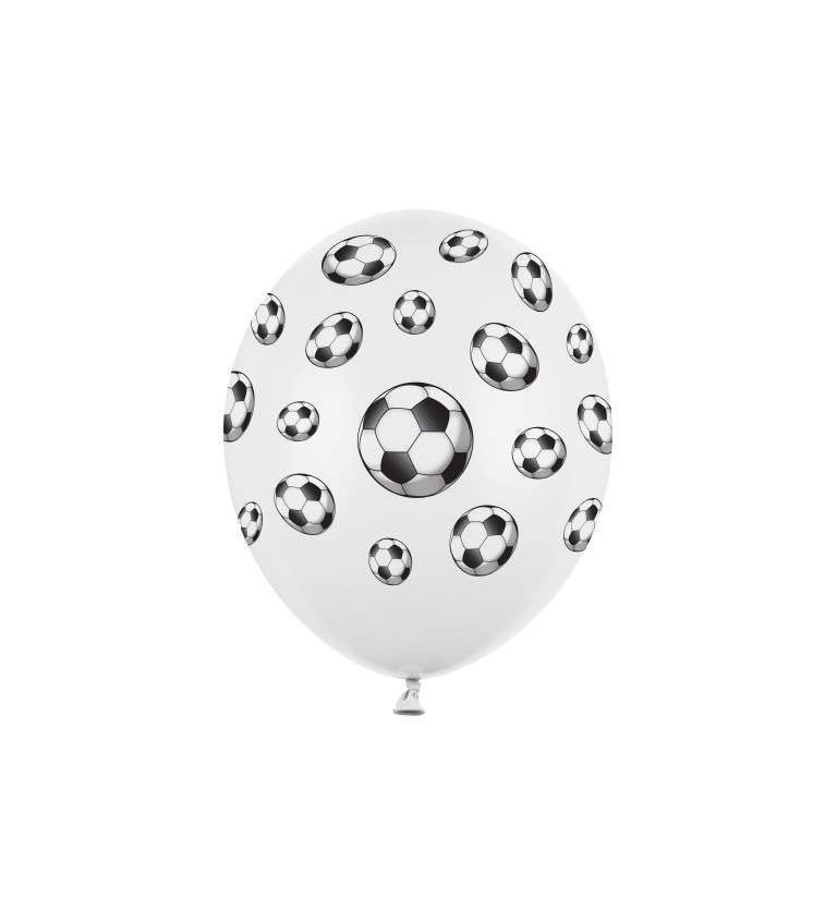 Balónek pastelový bílý s motivem fotbalového míče