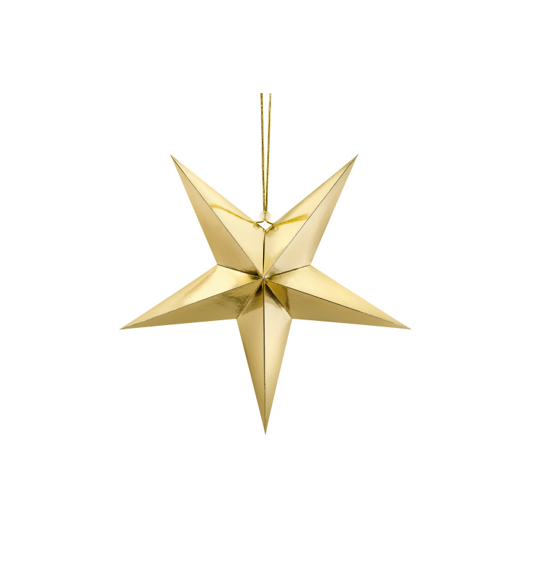 Dekorace - hvězdička zlatá 45 cm