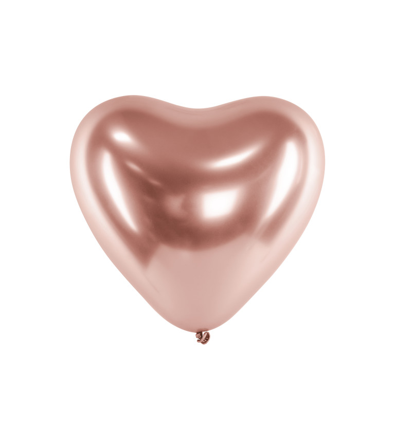 Leské fóliové balónky Srdce - rose gold
