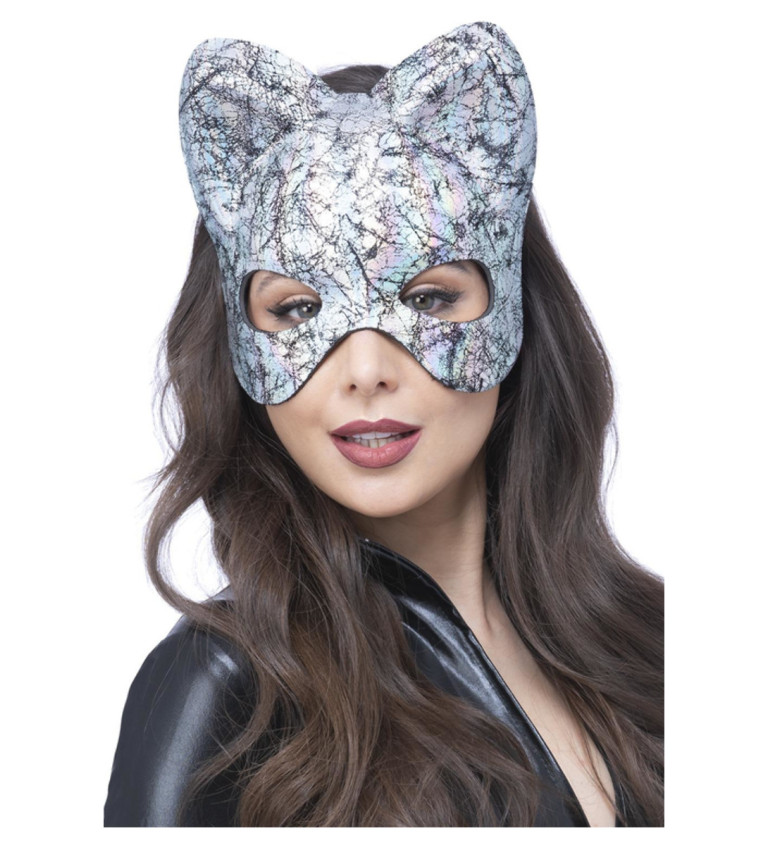 Kočičí maska stříbrná