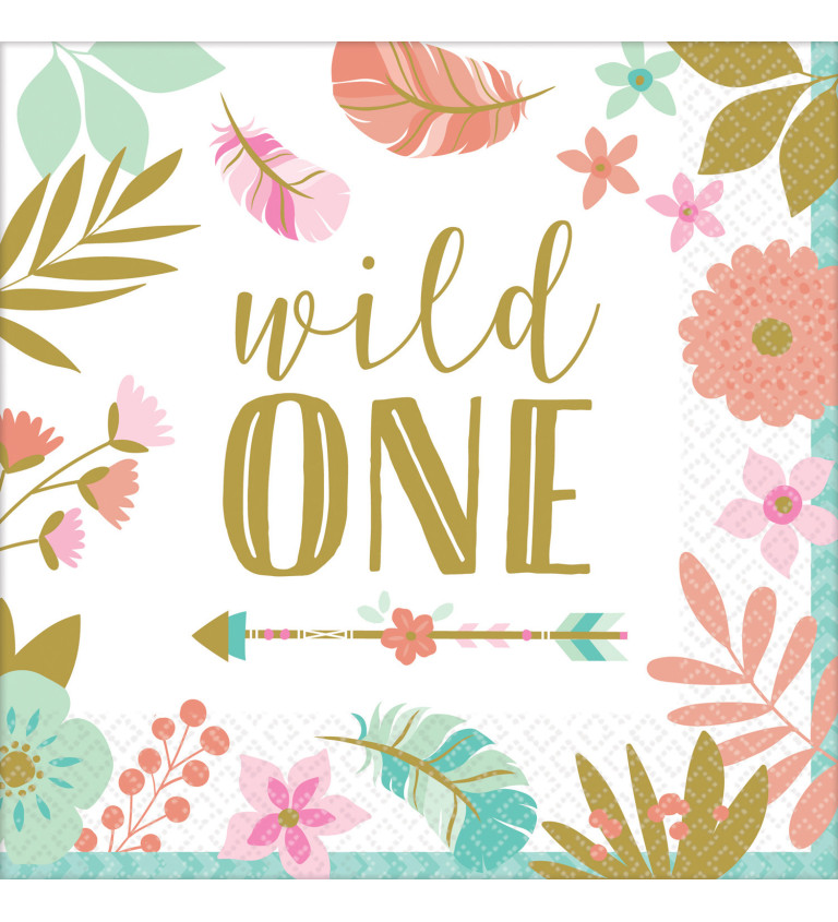 Ubrousky narozeninové - nápis "wild ONE"