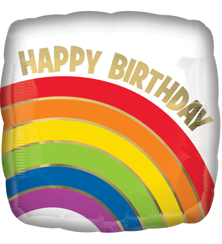 Duhový balónek s nápisem Happy Birthday
