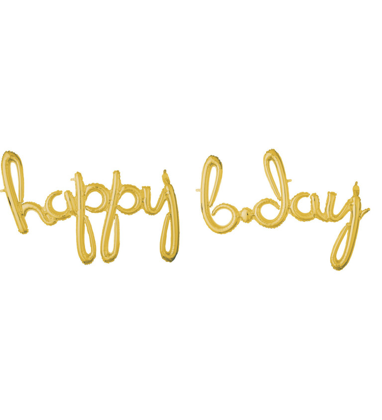 Zlatý fóliový balónek - happy birthday