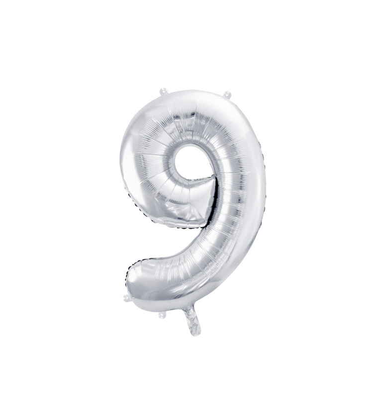 Balónek s číslem 9 - stříbrný