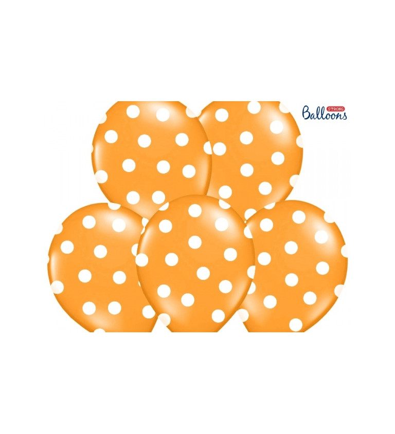 Balónek pastelový oranžový - bílé puntíky