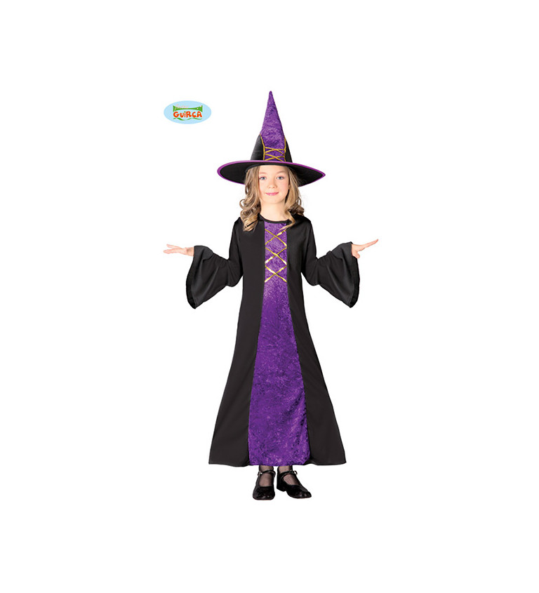 Dětský kostým "Fialová čarodějnice"