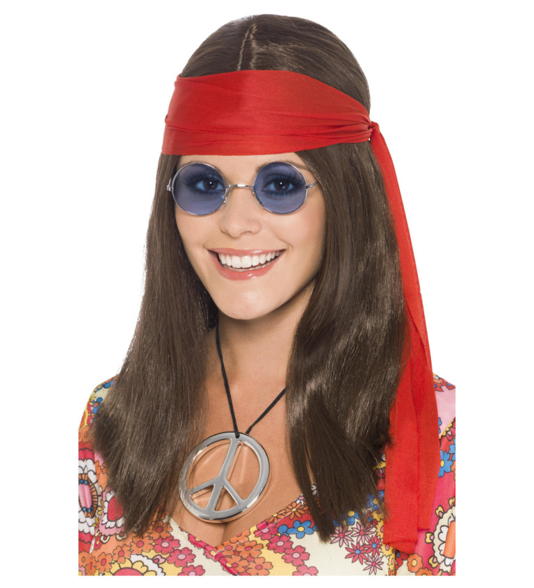 Hippie set s parukou a brýlemi