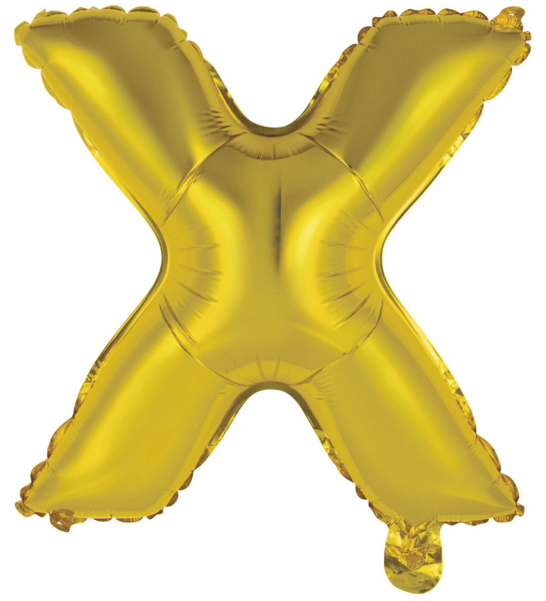 Fóliový mini balónek X - zlatý