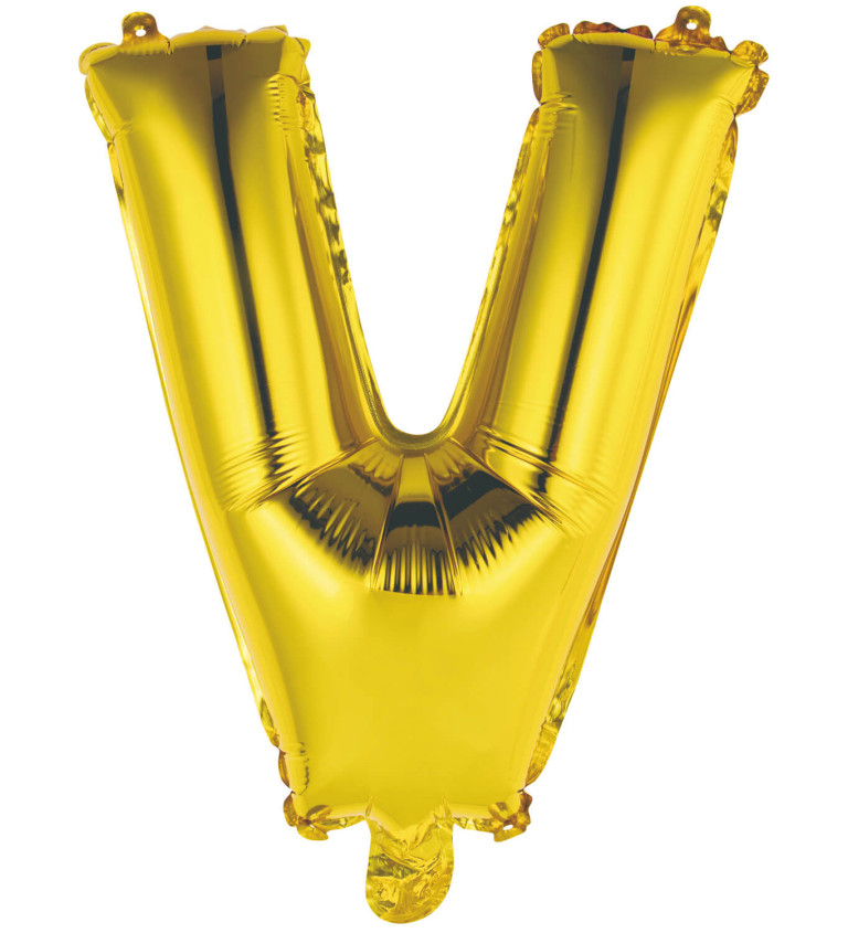 Fóliový mini balónek V - zlatý