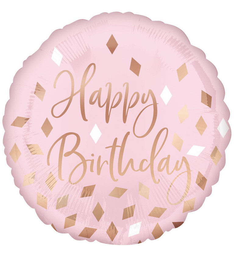 Fóliový balónek - happy birthday růžový
