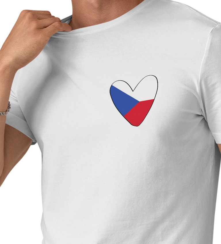 Pánské triko bílé Srdce Česko