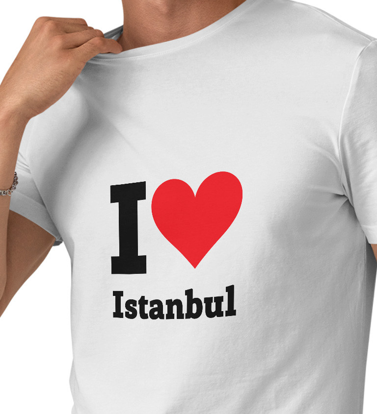 Pánské bílé triko s nápisem - I love Istanbul