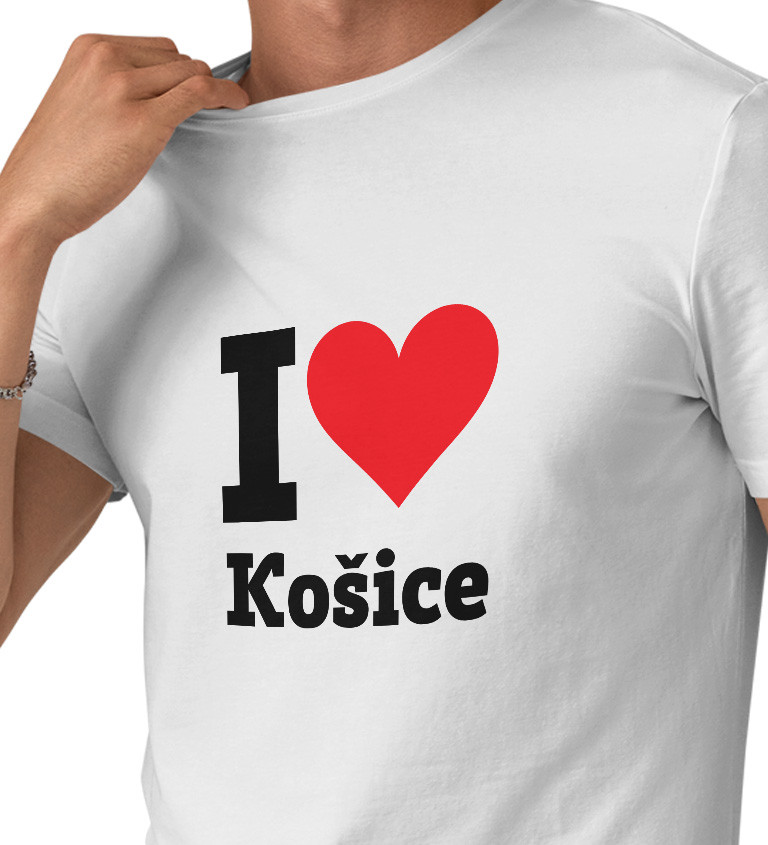 Pánské bílé triko s nápisem - I love Košice