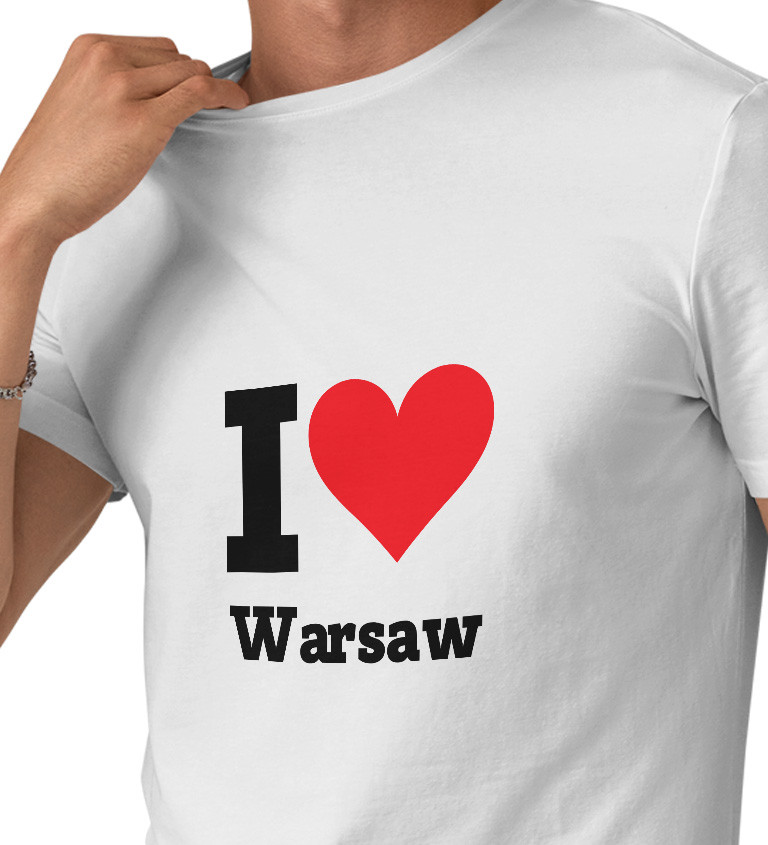 Pánské bílé triko s nápisem - I love Warsaw