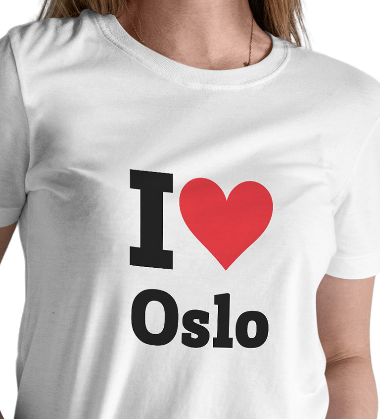 Dámské bílé triko s nápisem - I love Oslo