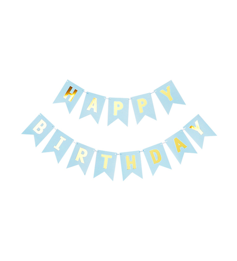 Happy birthday banner modrý