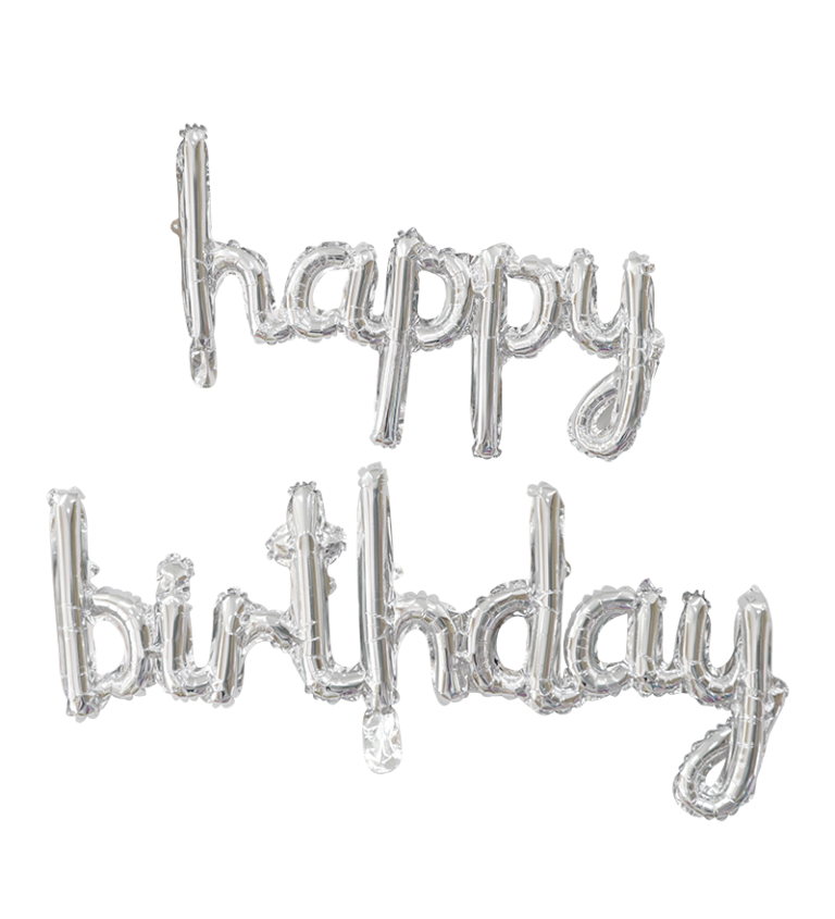 Fóliový balónek Happy birthday - stříbrný