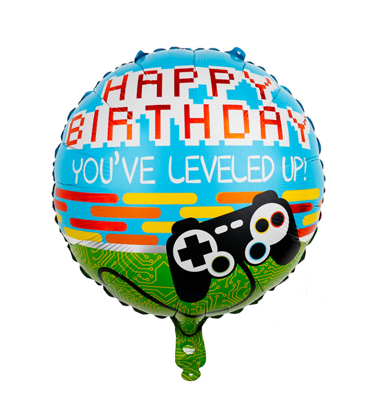 Fóliový balónek - Happy birthday gamer, 45 cm