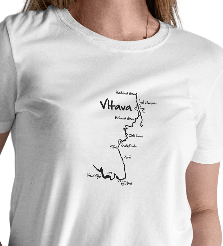 Dámské tričko bílé Vltava - mapa XS