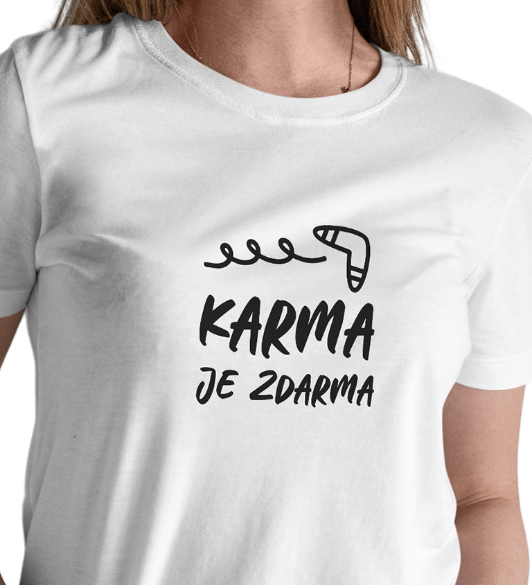 Dámské tričko bílé Karma je zdarma XS